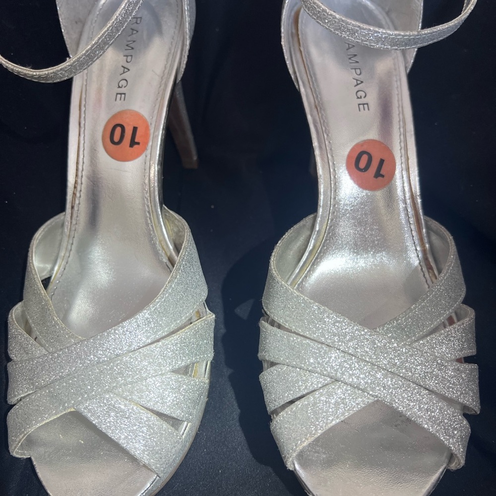Rampage Glittering Silver Strappy Heels